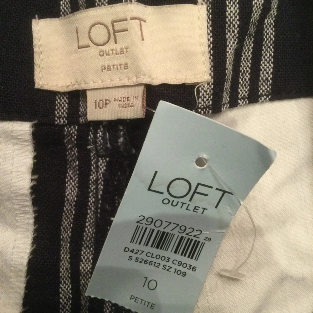 Loft Outlet Linen Blend High-Rise Stripped Cropped Pants Size 10P - Picture 5 of 11